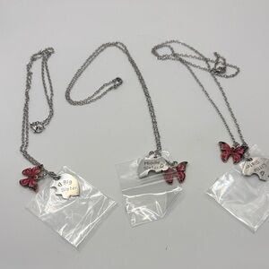 Set of Silver Sister Butterfly Necklaces